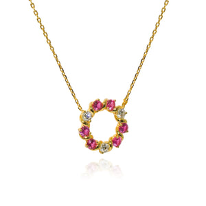 金色光彩小巧圆形钻石项链