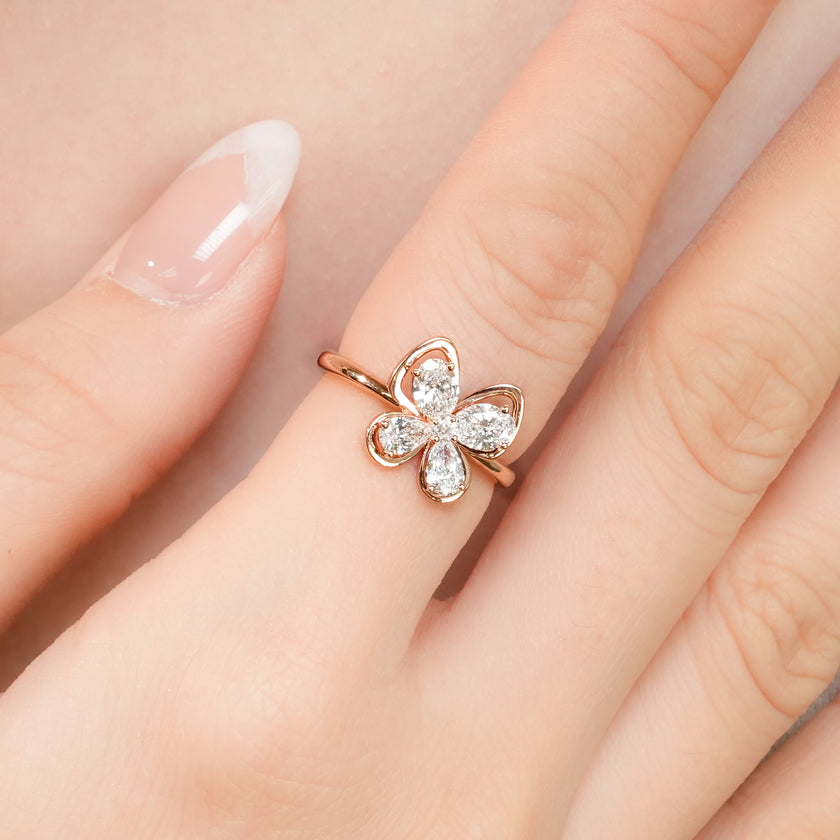 Snowy Butterfly's Dance Ring