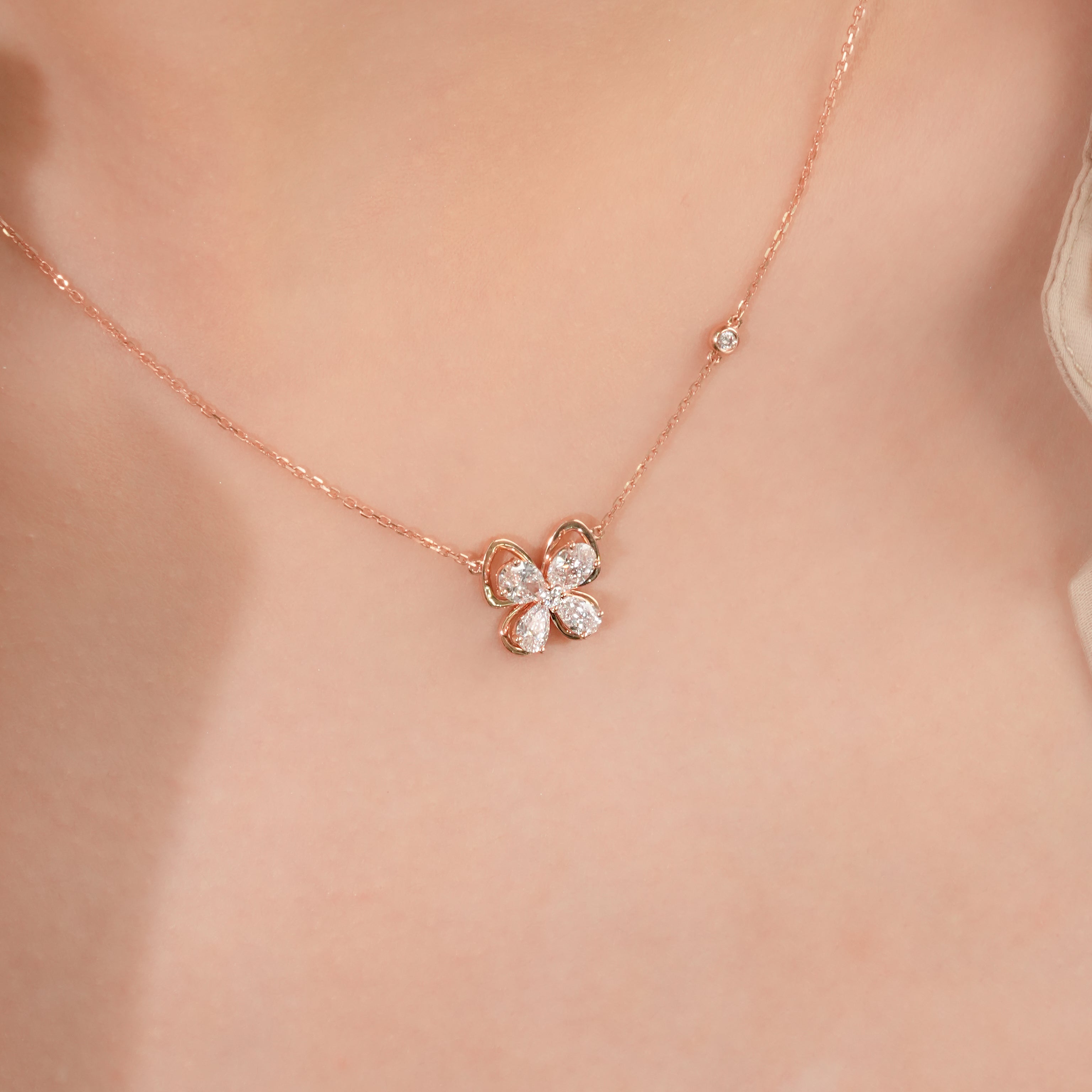 Snowy Butterfly's Dance Necklace