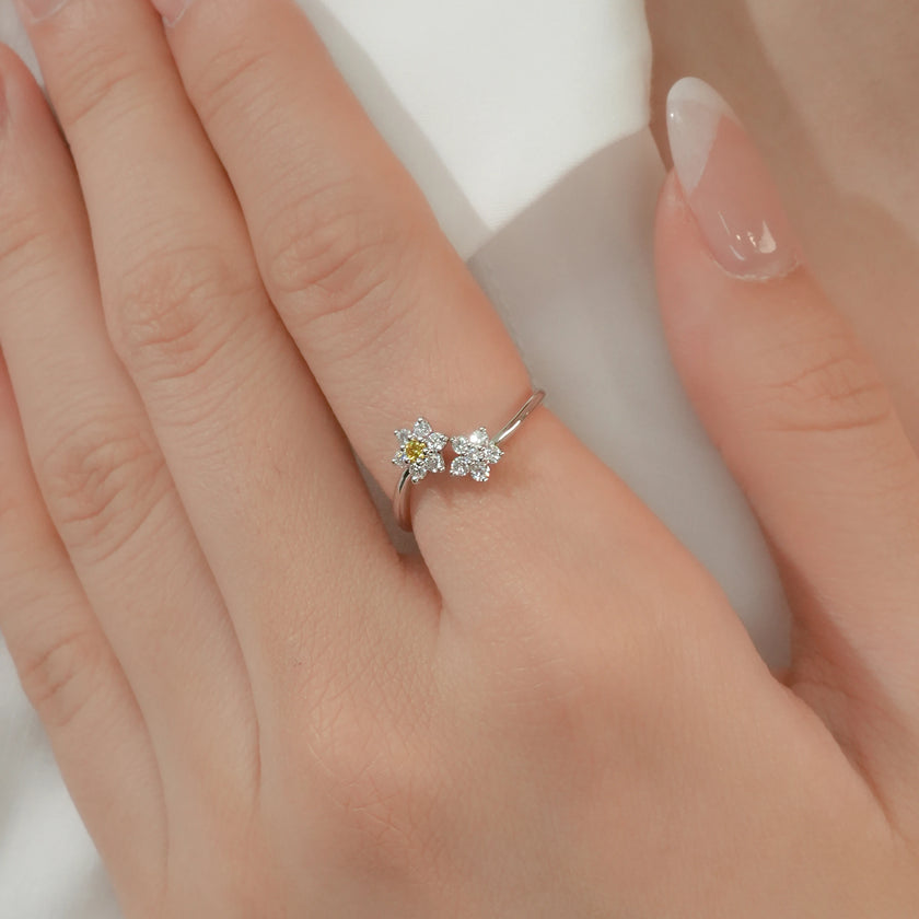 Twin Flower Diamond Ring