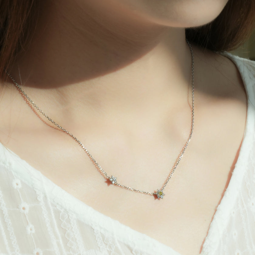 Twin Flower Diamond Necklace