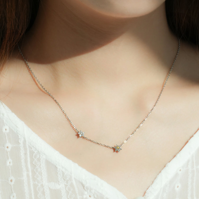 Twin Flower Diamond Necklace
