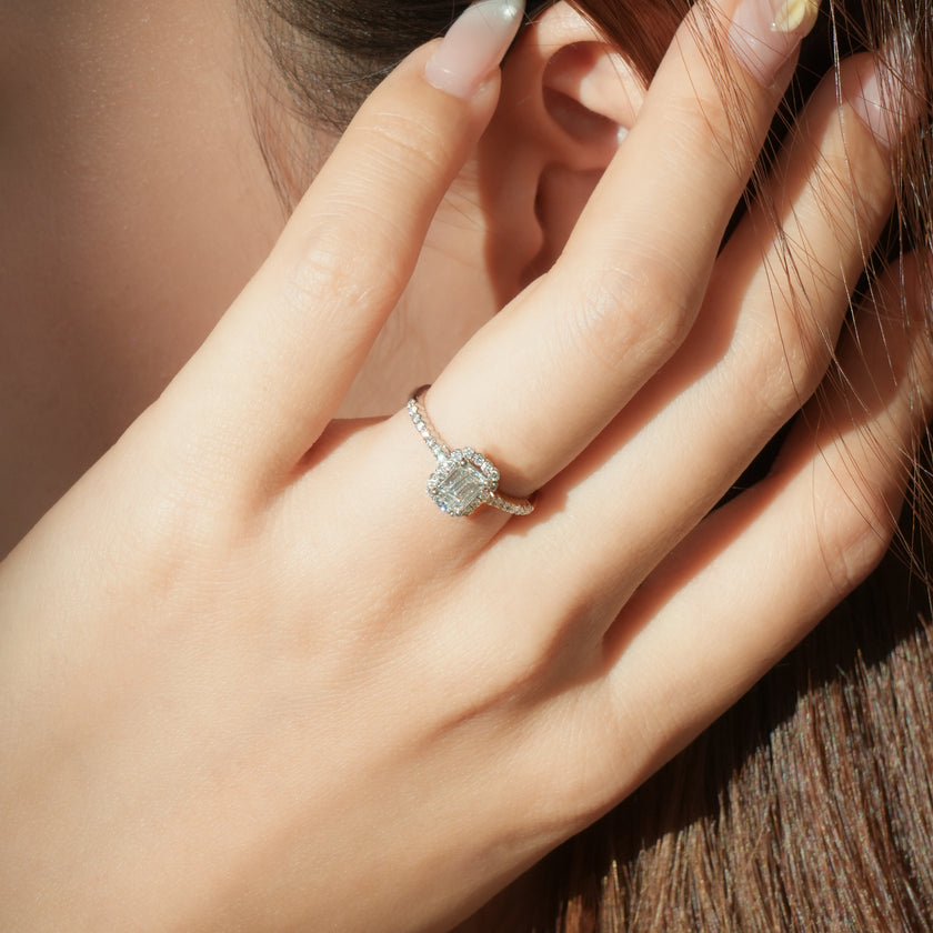 Eternal Blossom Emerald Halo Ring