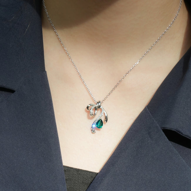 Ribbon Gift Necklace — Forest Green