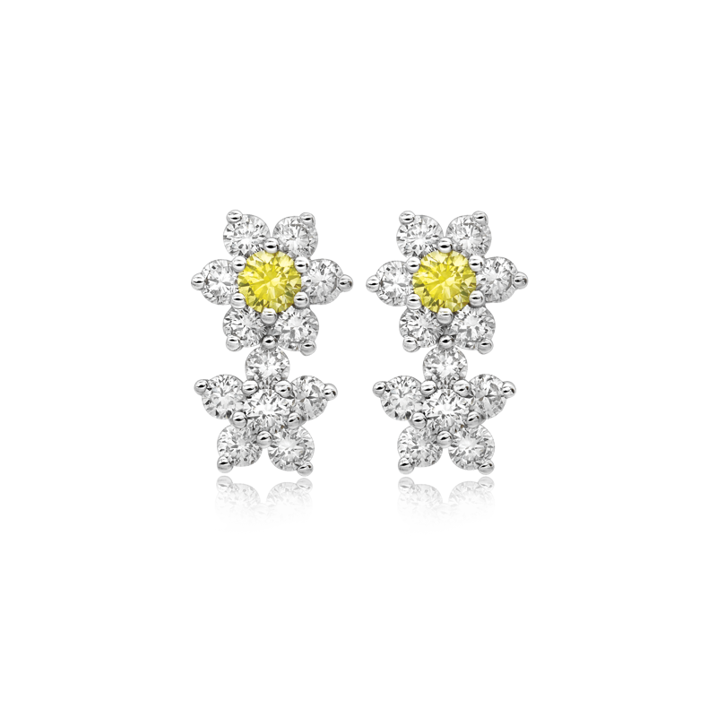 Twin-Flower Diamond Earrings