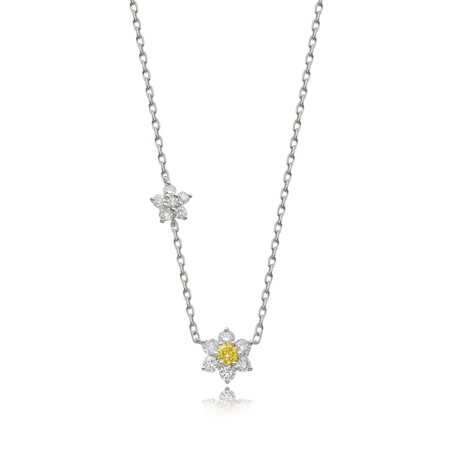 TWIN FLOWER DIAMOND NECKLACE