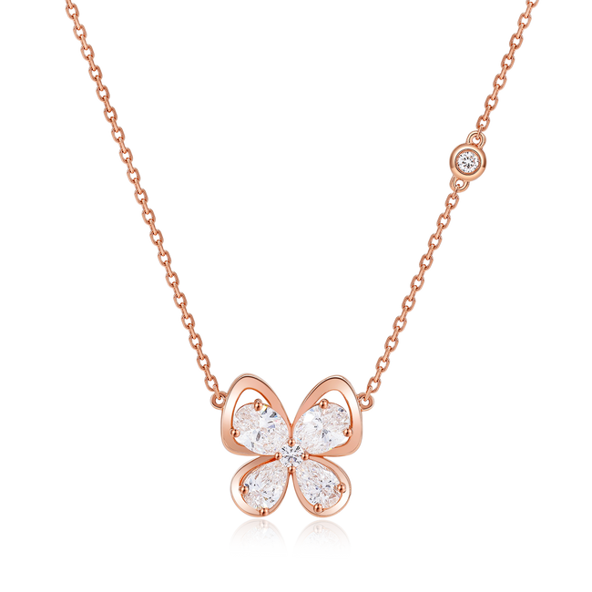 Snowy Butterfly's Dance Necklace