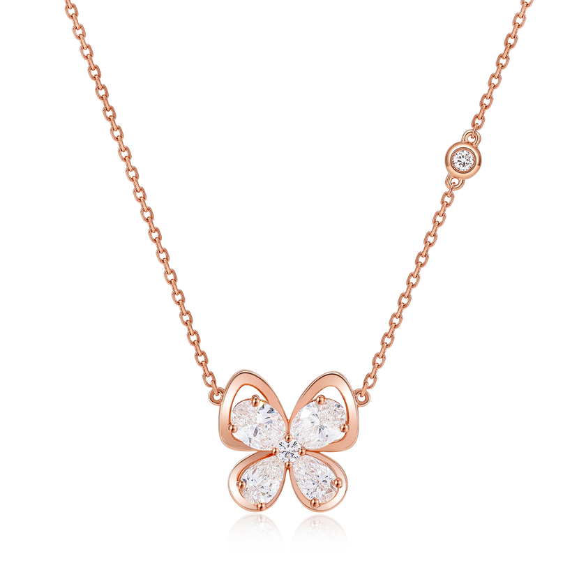 Snowy Butterfly's Dance Necklace