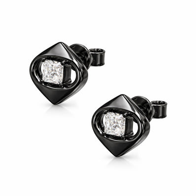 Nocturne Edge Diamond Stud Earrings