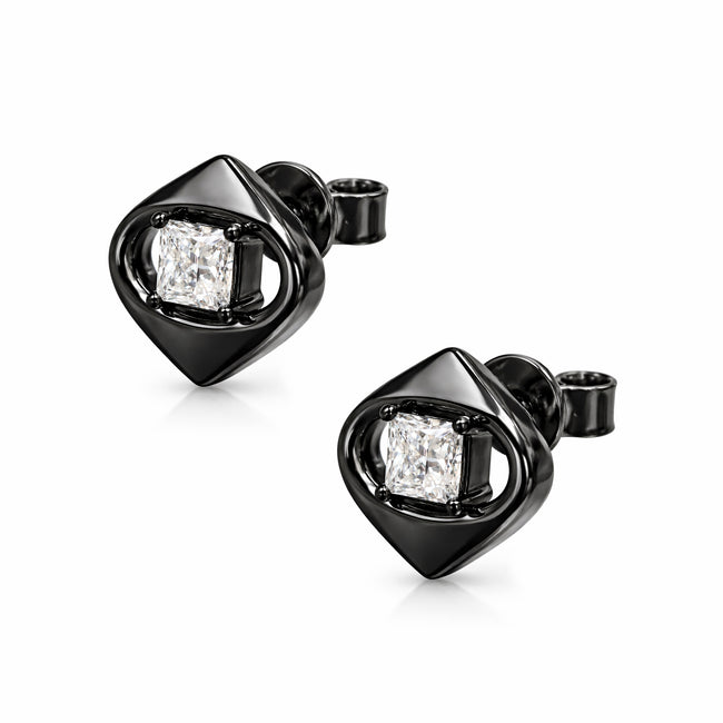 Nocturne Edge Diamond Stud Earrings