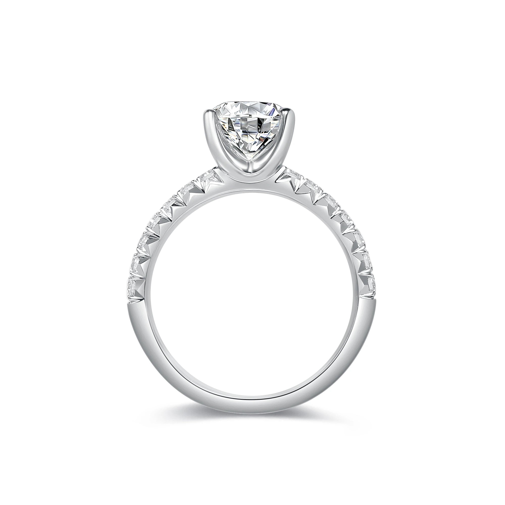 悅意系列14K白金四爪群鑲戒指 (1.0ct)