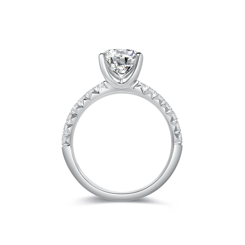 悅意系列14K白金四爪群鑲戒指 (1.0ct)