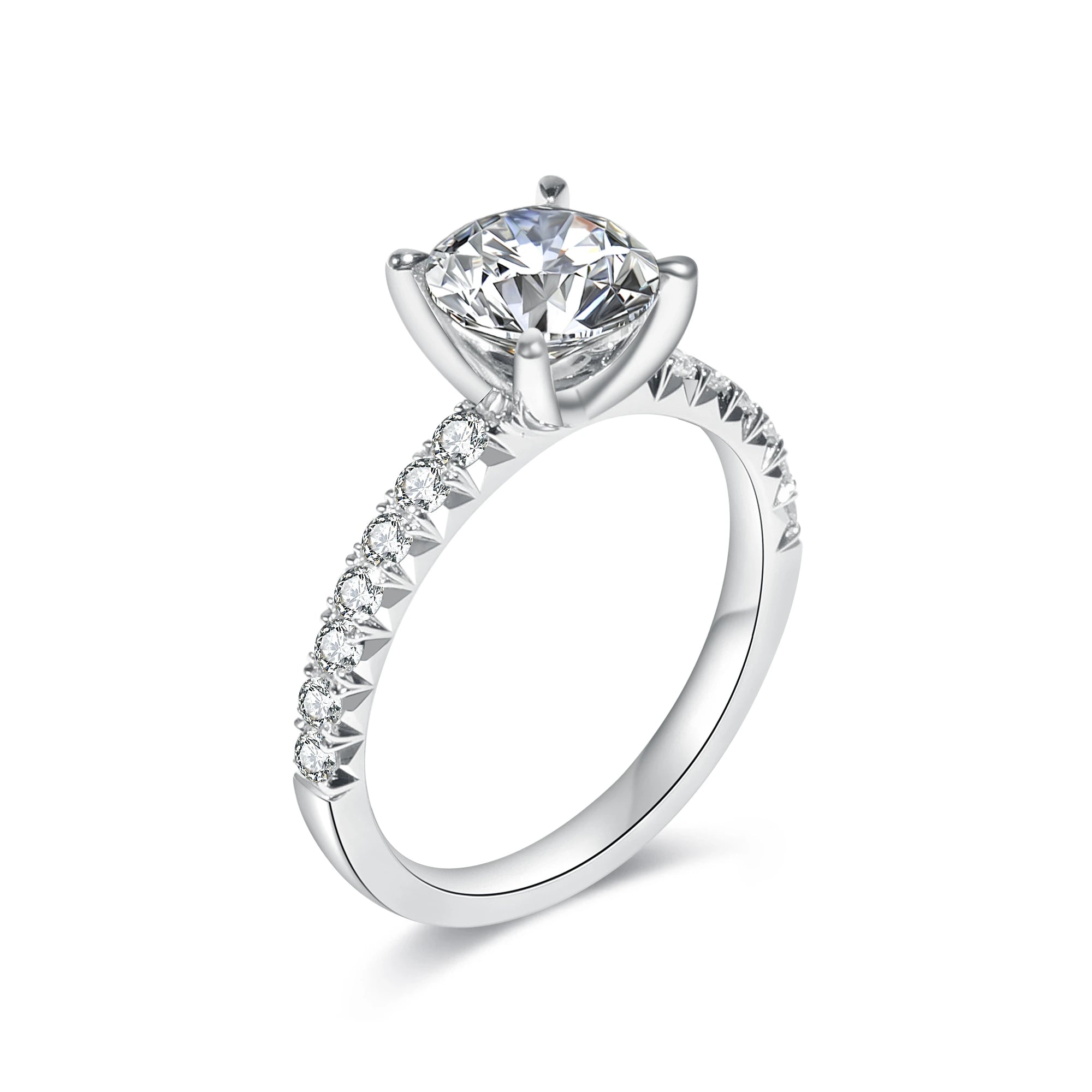 悅意系列14K白金四爪群鑲戒指 (1.0ct)